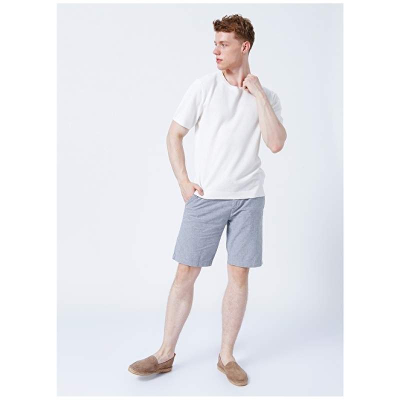 Factory Koriss Normal Waist Basic Straight Navy Blue Men's Bermuda Shorts