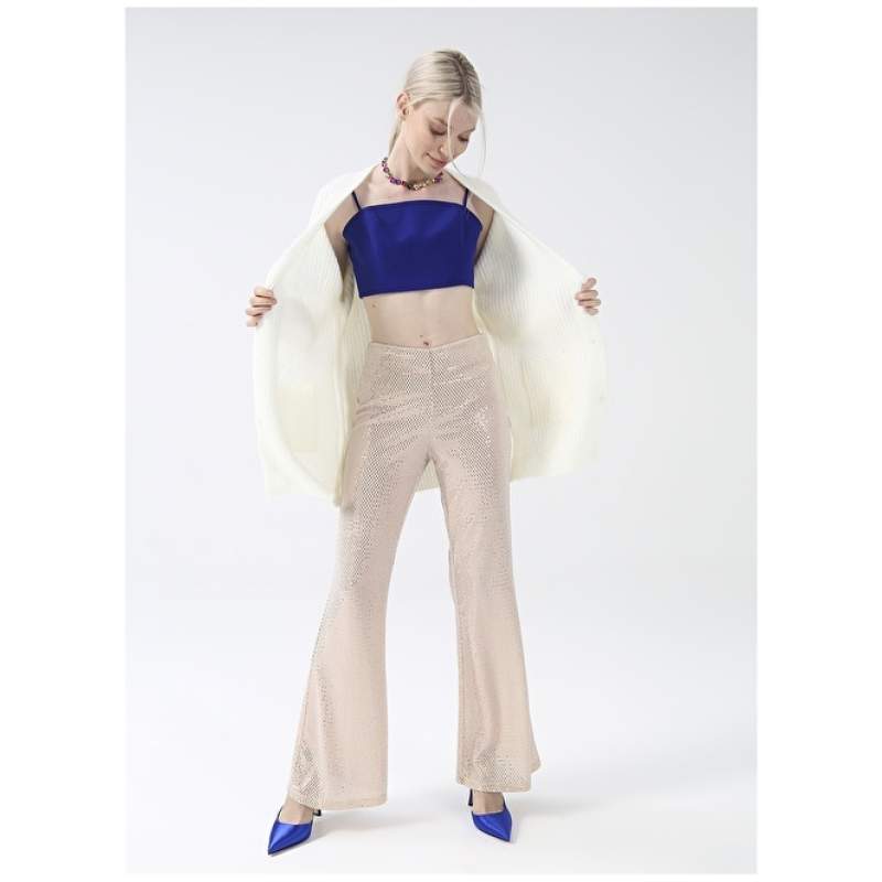 Factory Normal Waist Basic Beige Women's Trousers CHR-8 Factory Normal Waist Basic Beige Women's Trousers CHR-8