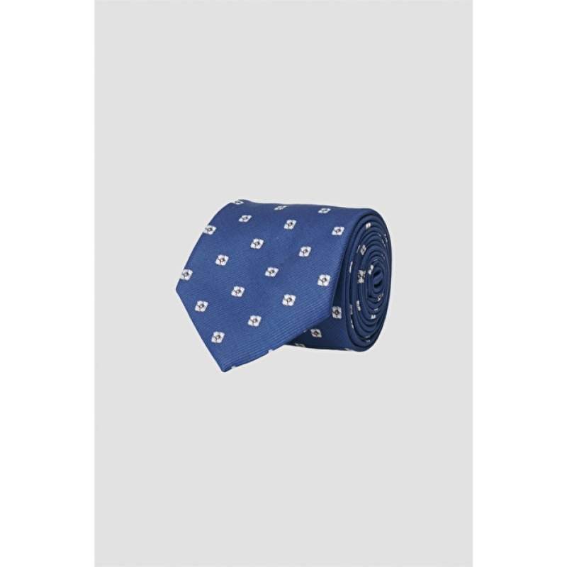 Patterned Navy Blue Tie