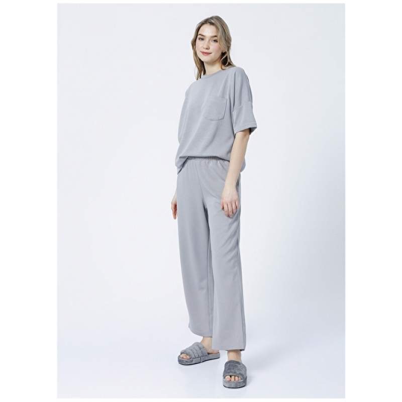 Factory Gray Women's Straight Wide Leg Sweatpants K-HW-21B11
