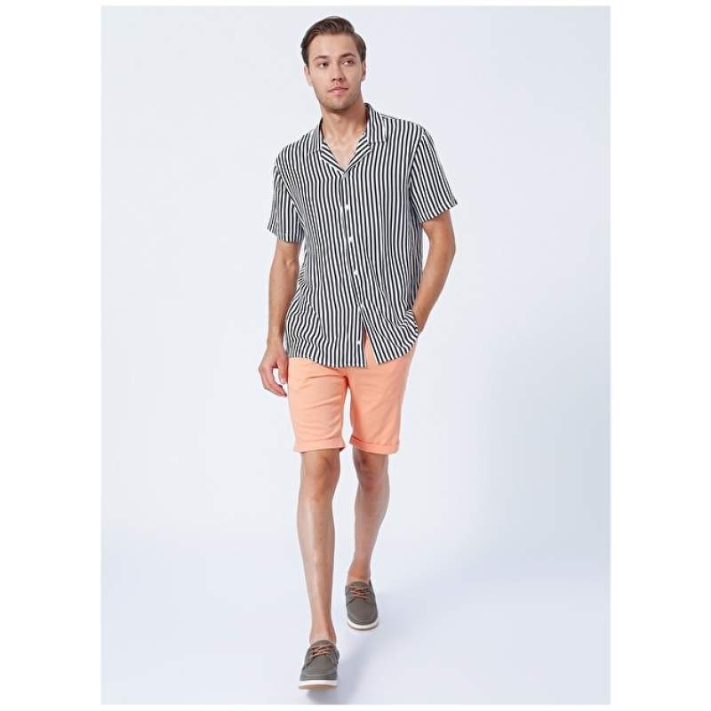 Factory Normal Waist Basic Orange Men's Bermuda Shorts NARSY