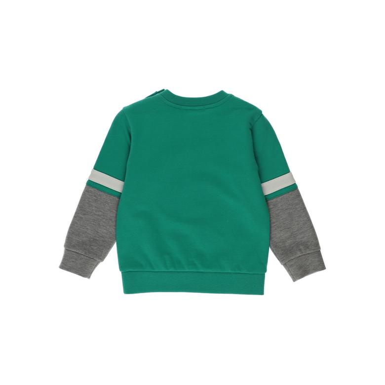 Baby Boy Block Color Striped Print Detailed Sweatshirt