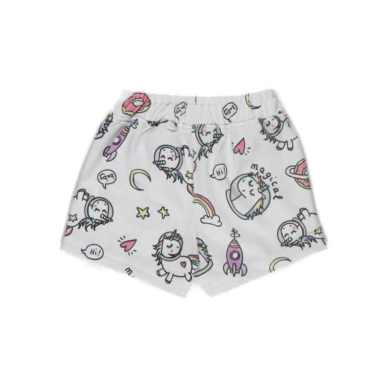 Baby Girl Unicorn Printed Shorts