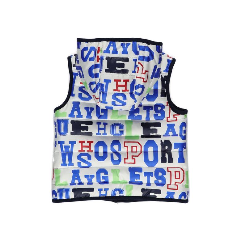 Baby Boy Hooded And Text Printed Micro Vest