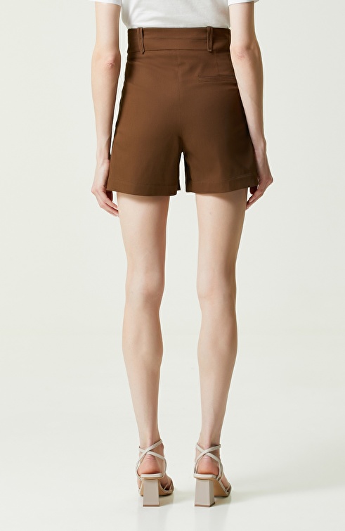 Brown Yuksel Waist Mini Shorts